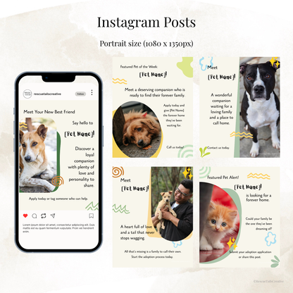 Collection of featured pet social media templates for animal rescue organizations