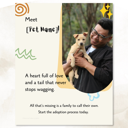Animal shelter Instagram template with customizable colours, fonts, and branding