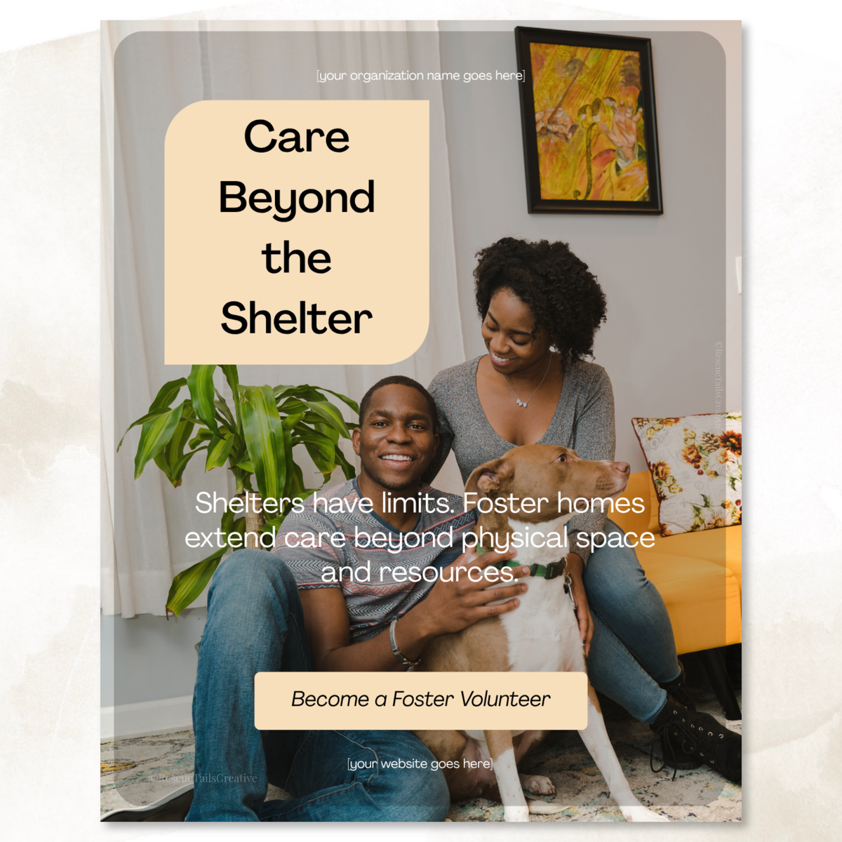 Animal rescue foster recruitment post template in Canva