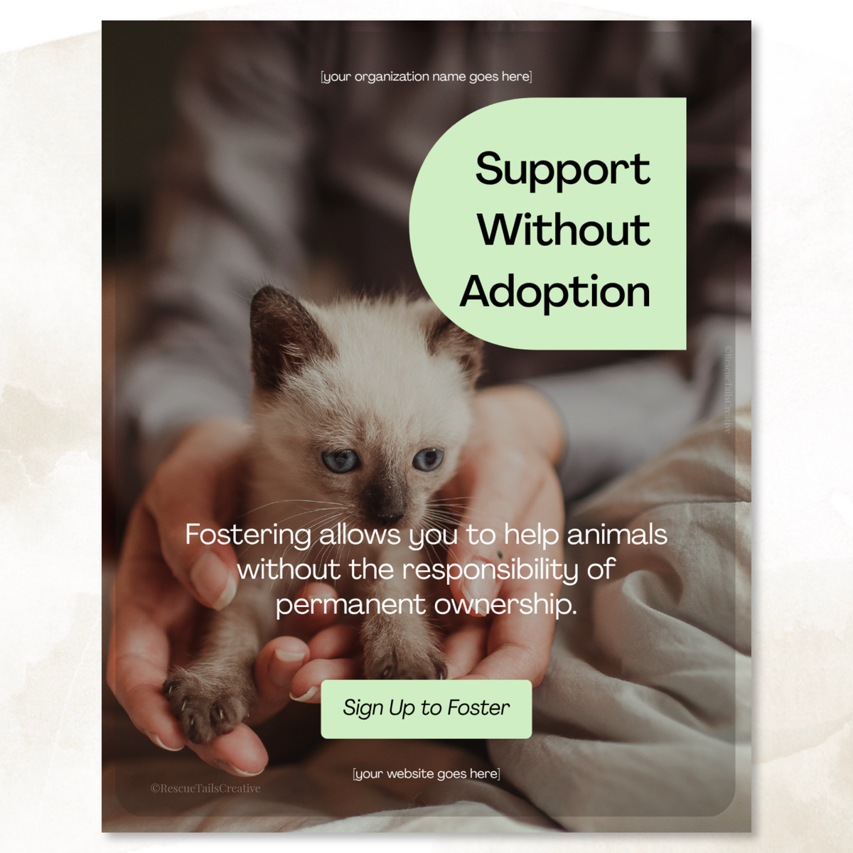 Foster needed social media template, customizable fonts and colors